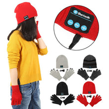 Warm Soft Smart Headset Bluetooth Wireless Beanies Hats + Gloves Set for Women