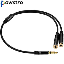 Powstro 3.5mm 1 Male to 2 Female Cable Connector Splitter Adapter with Microphone Audio Headphone Jack  for Computer PC Tablet