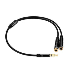 Powstro 3.5mm 1 Male to 2 Female Cable Connector Splitter Adapter with Microphone Audio Headphone Jack  for Computer PC Tablet